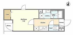 w/FLUFFY西早稲田 1Kの間取図画像