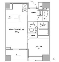 BPRレジデンス蔵前 1LDKの間取図画像
