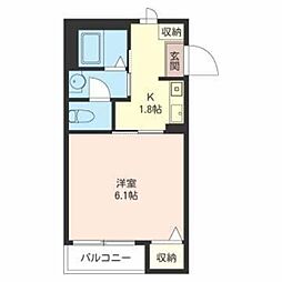 グランルミエール 1階1Kの間取り