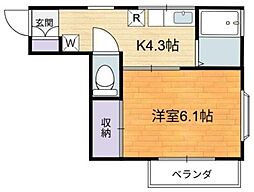 京王相模原線 稲城駅 徒歩6分の賃貸アパート 2階1Kの間取り
