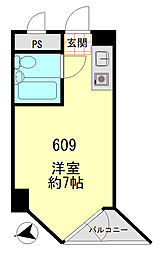 東京ベイサイド ワンルームの間取図画像