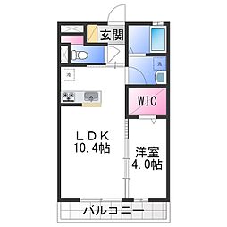 ディイゾラ北野田 1LDKの間取図画像