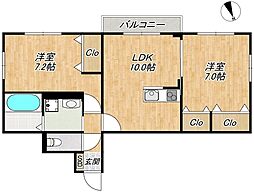 Central Villa K(セントラルヴィラケー) 2LDKの間取図画像