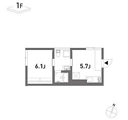 ＣＯＬＬＡＧＥ ＨＯＵＳＥ 1階1DKの間取り