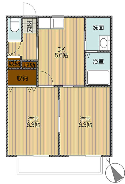 t-net ディアコートセフィラ 105｜埼玉県朝霞市岡２丁目(賃貸アパート2DK・1階・42.36㎡)の写真 その2