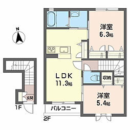 シャーメゾンルフレ 2LDKの間取図画像