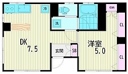 ハレアイナ武蔵小山 1階1DKの間取り