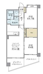 カスタリア 3階2LDKの間取り