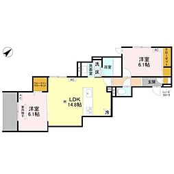 ラ メゾン ピック 中百舌鳥II 2LDKの間取図画像