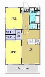 ユンヌ・ルミエール 2LDKの間取図画像