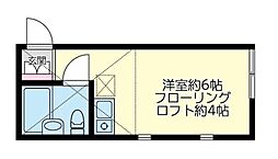 ユナイトステージ鹿島田ライフテリア 1階ワンルームの間取り