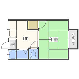 コーポ井尻B 1Kの間取図画像