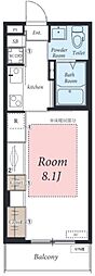 リブリ・アクエリアス 1Kの間取図画像
