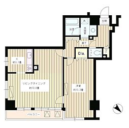 マージュ市谷柳町 7階1LDKの間取り
