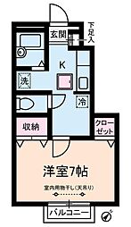 ハイツ・サン 1Kの間取図画像
