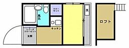 ハイツBEN 2階1Kの間取り
