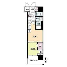 Osaka Metro谷町線 天満橋駅 徒歩8分の賃貸マンション 8階1DKの間取り