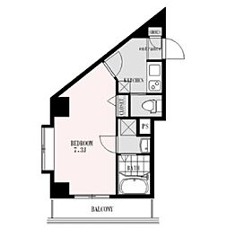 JR山手線 五反田駅 徒歩14分の賃貸マンション 4階1Kの間取り