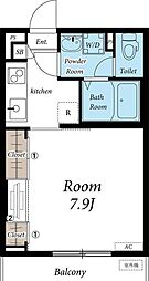 リブリ・ドルフ 2階1Kの間取り