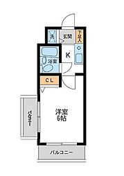ウインベルソロ梅ヶ丘 3階1Kの間取り
