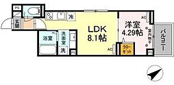 ルリアン船橋 1LDKの間取図画像