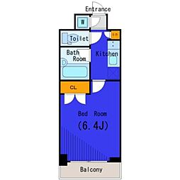 東京メトロ日比谷線 神谷町駅 徒歩3分の賃貸マンション 5階1Kの間取り