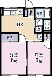 シティハイムセルティア 2DKの間取図画像