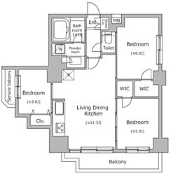 ドゥーエ南千住 6階3LDKの間取り