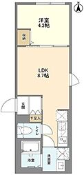ウェルスクエア笹塚2 1階1LDKの間取り