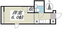 コスモ百合丘 1Kの間取図画像