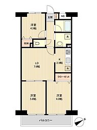 シェ・モア桜ケ丘 3LDKの間取図画像