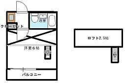 メゾン南大泉A 2階1Kの間取り