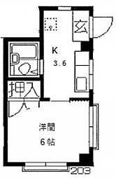リベラル行徳 2階1Kの間取り