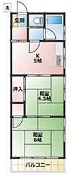 富士和荘 2Kの間取図画像