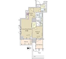 パークアクシス池田山 2階1LDKの間取り