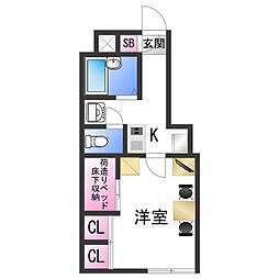 レオパレスWIN 1Kの間取図画像