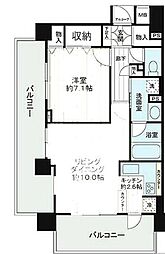 デ・リード錦糸町 6階1LDKの間取り