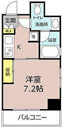 中駒一宮駅東マンション 7階1Kの間取り