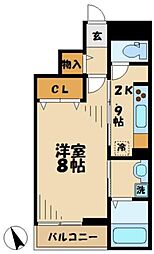 メゾン　ラフォーレ 3階1Kの間取り