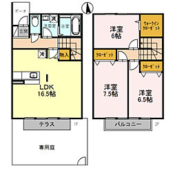 エスポアールIII 1階3LDKの間取り