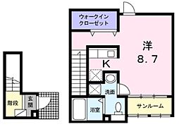 アルページュ町屋 2階1Kの間取り