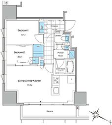 ルフォンプログレ北新宿 2LDKの間取図画像