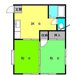 プチ・ハウス峯 2DKの間取図画像