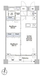 プロシード池上 8階2LDKの間取り