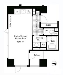 パークアクシス渋谷神南 ワンルームの間取図画像
