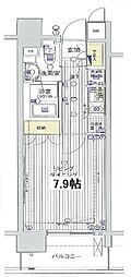 レックス海岸通りレジデンス 1Kの間取図画像