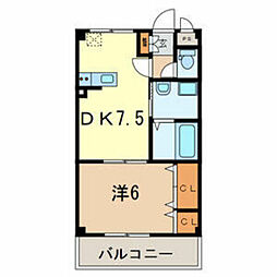 グランシエル 1DKの間取図画像