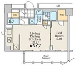クレストコート中野富士見町 8階1LDKの間取り