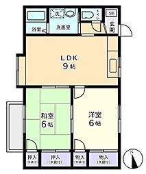 シャトー2番館 2LDKの間取図画像