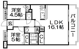 グレースコート香里園 2LDKの間取図画像